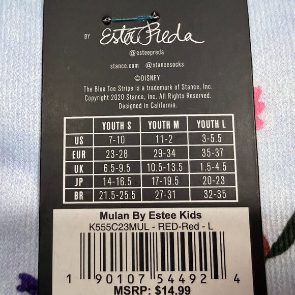 NWT Stance Kid's Disney 100 Mulan Theme Socks - Crew Height -  Large (Y 3 - 5.5) - Picture 5 of 5